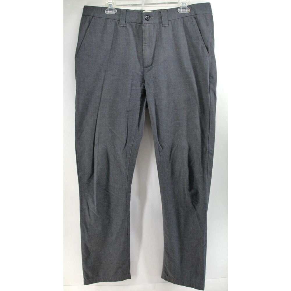 Carbon 2 Cobalt Flat Front Chino‎ Pants Men's Size 35 Gray Herringbone Cotton